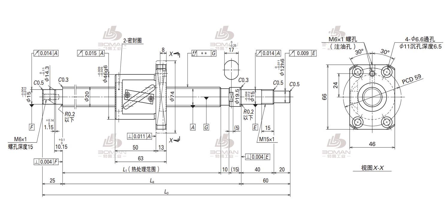 W2003FA-3P-C5Z20-轴端完成品滚珠丝杠