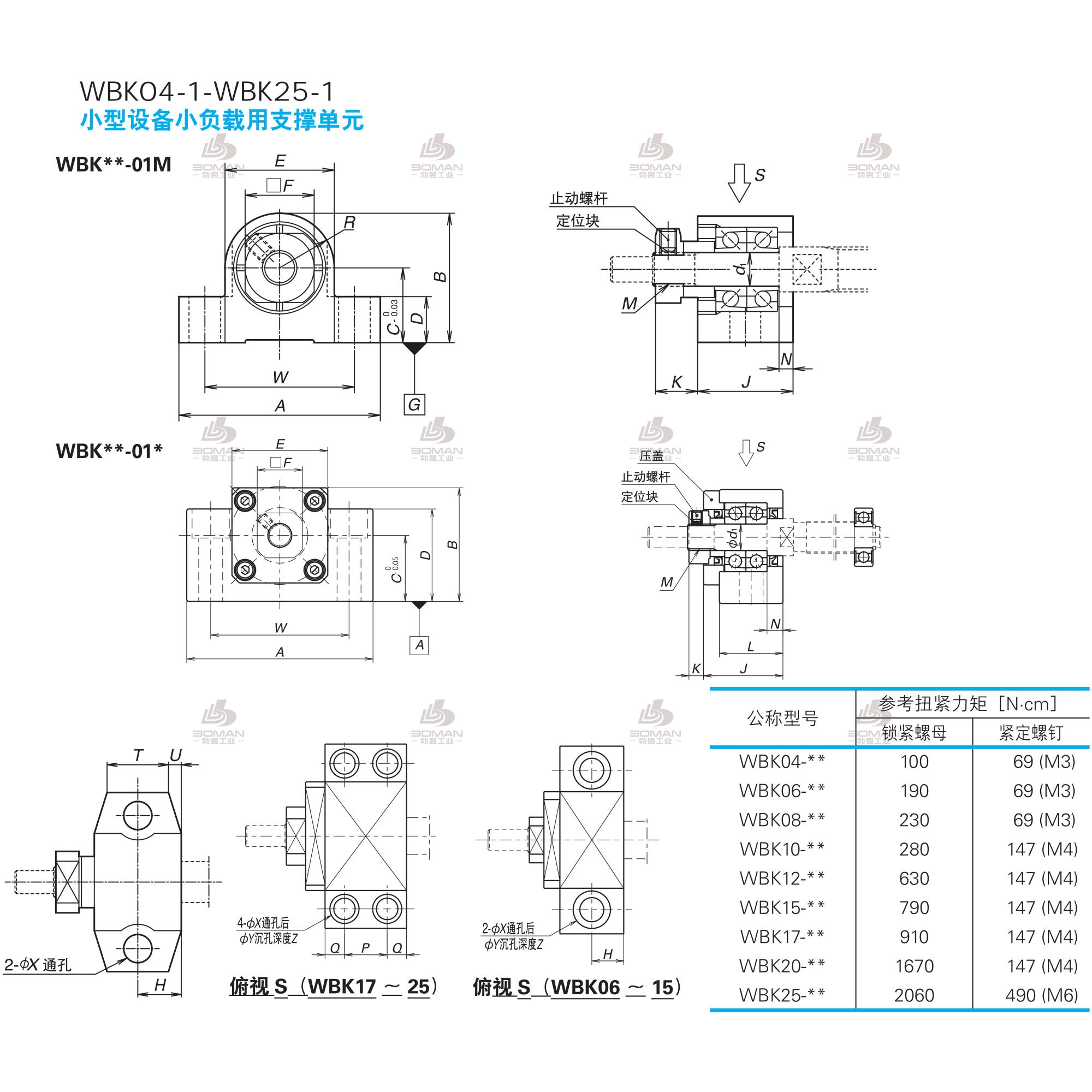 WBK08-01C-小型机器轻载荷用支承单元