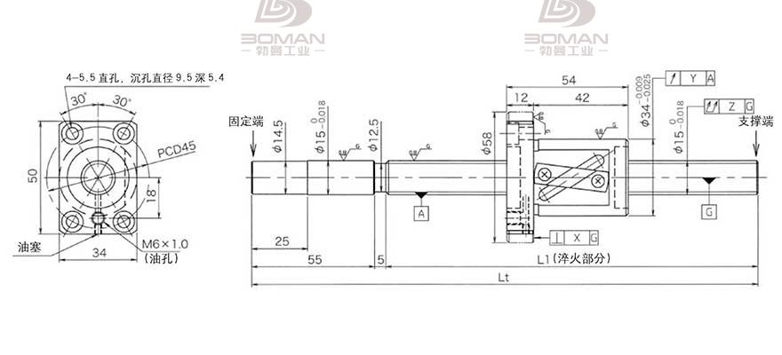 KURODA GG1515AS-BALR-0900A 黑田丝杆替换尺寸图
