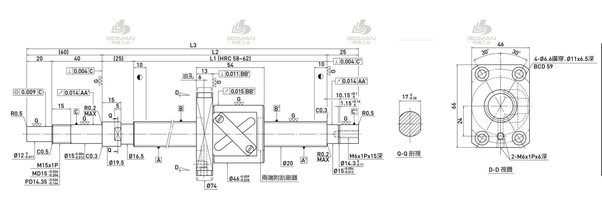 HIWIN上银 R20-10B1-FSW-689-799-0.018 上银常用滚珠丝杆型号